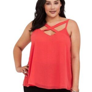 Torrid Womens Sophie Strappy Layered Swing Cami Blood Orange Plus 4X